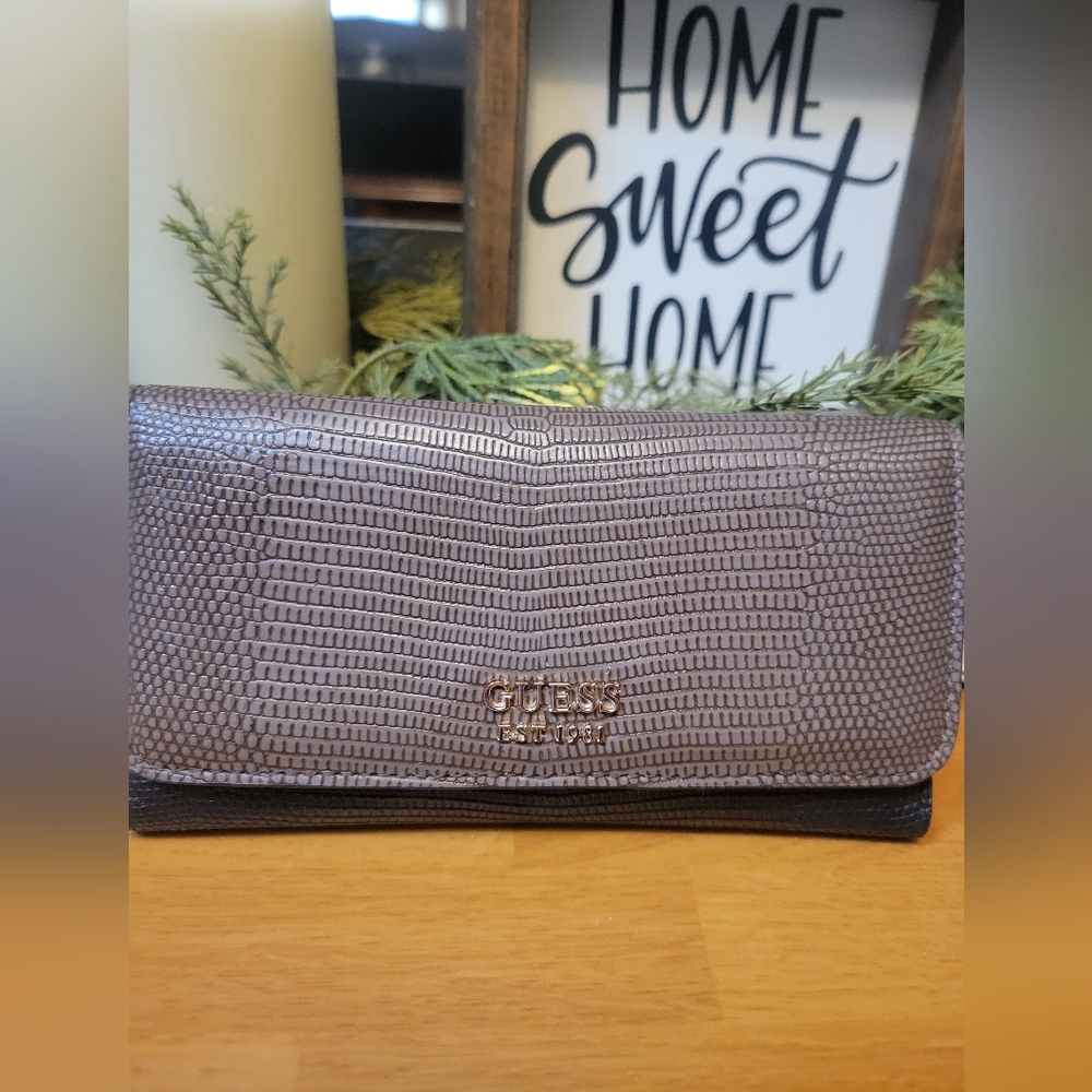 Guess Brown-Black Textured Wallet